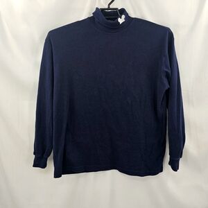 Vintage Disney Mickey  And Co. Solid Navy‎ Blue Turtleneck Shirt Womens Size XL.